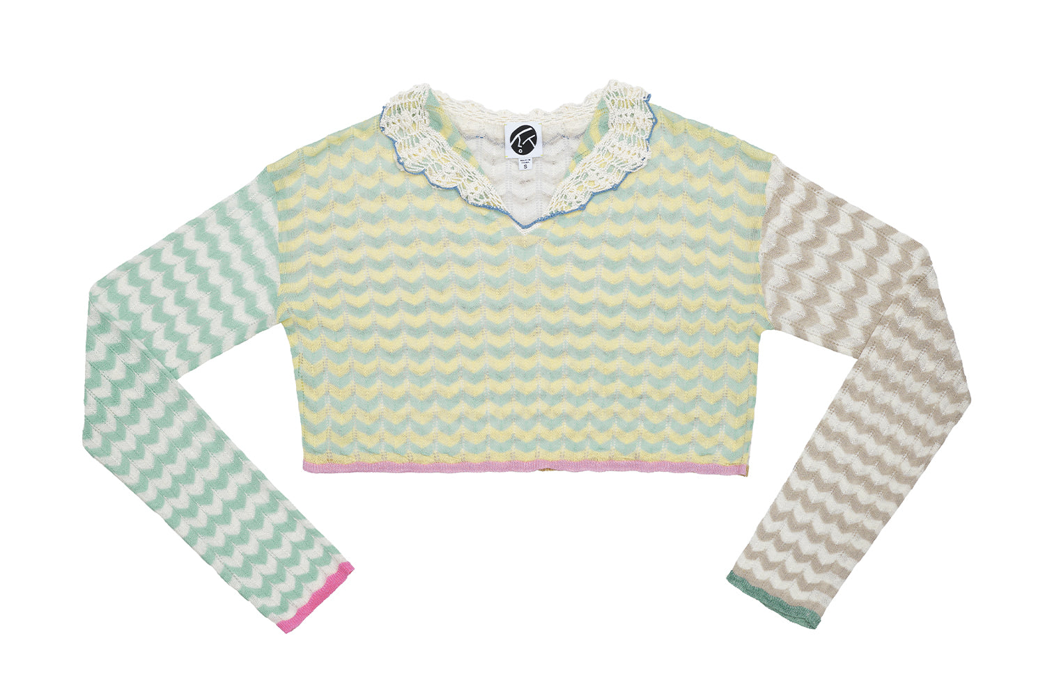 Tong Ruffle Long Sleeve Crop Top