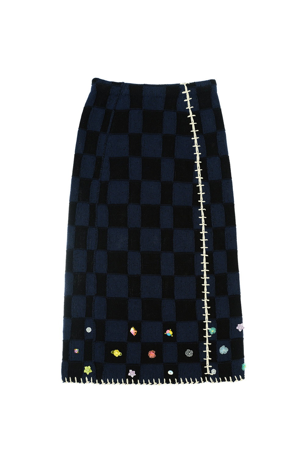 Embellished Check Midi Skirt