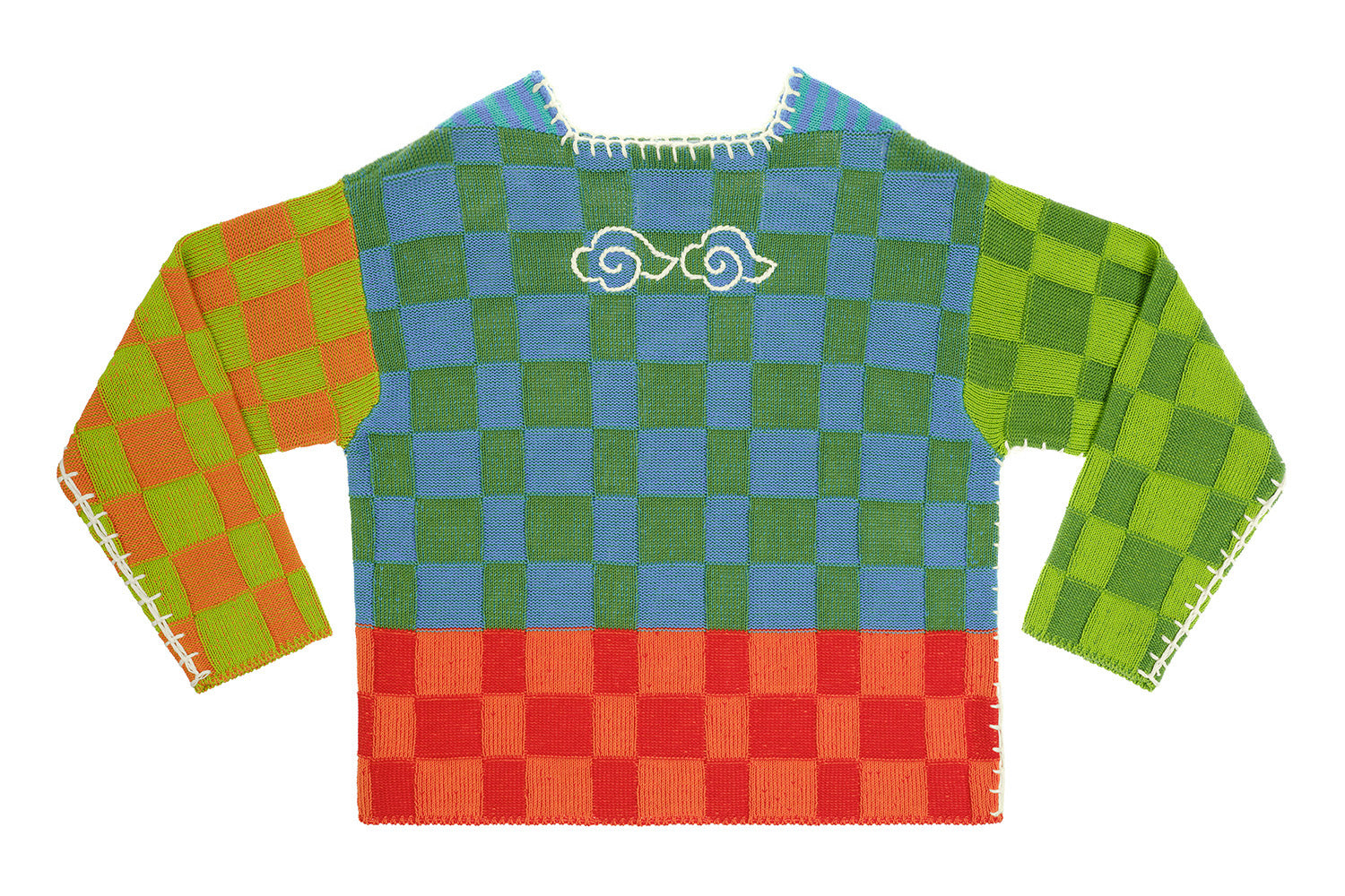 Cloud Check Boatneck Pullover