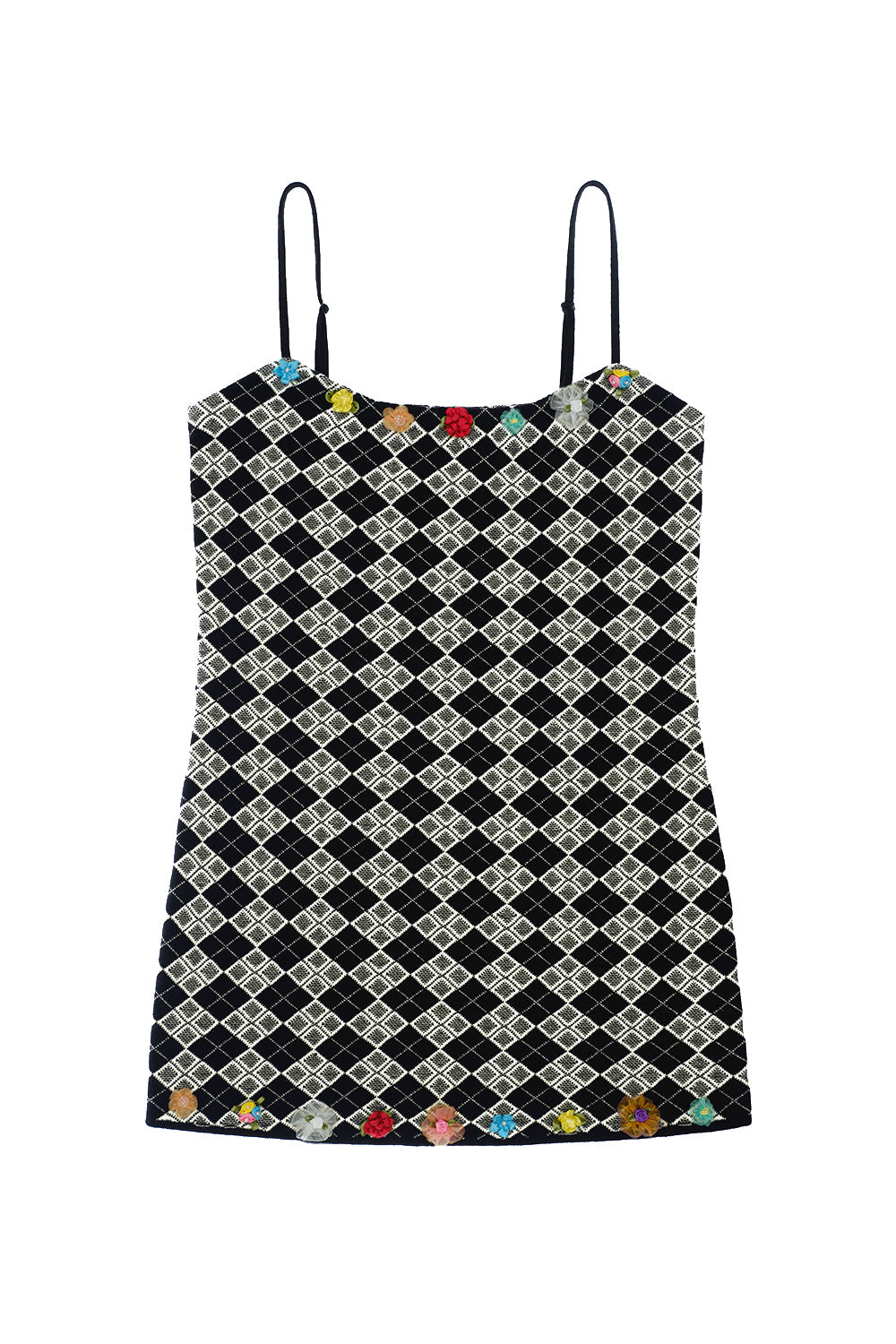 argyle mini dress Argyle Strappy Mini Dress Black/White / M