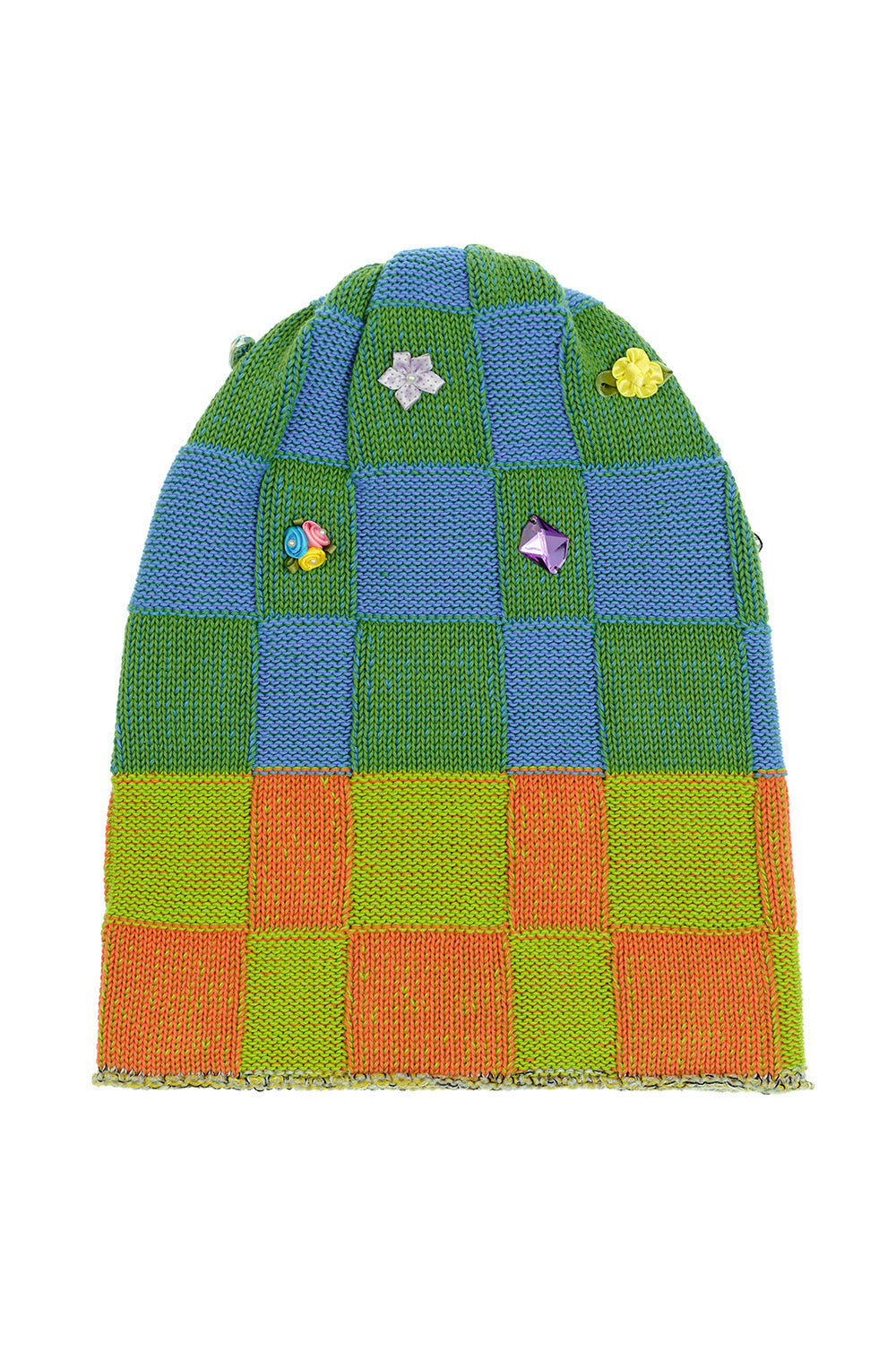 Embellished Check Beanie