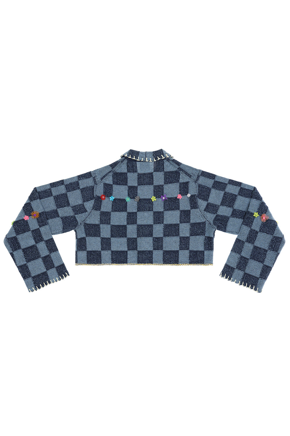 Embellished Check Crop Shirt Jacket