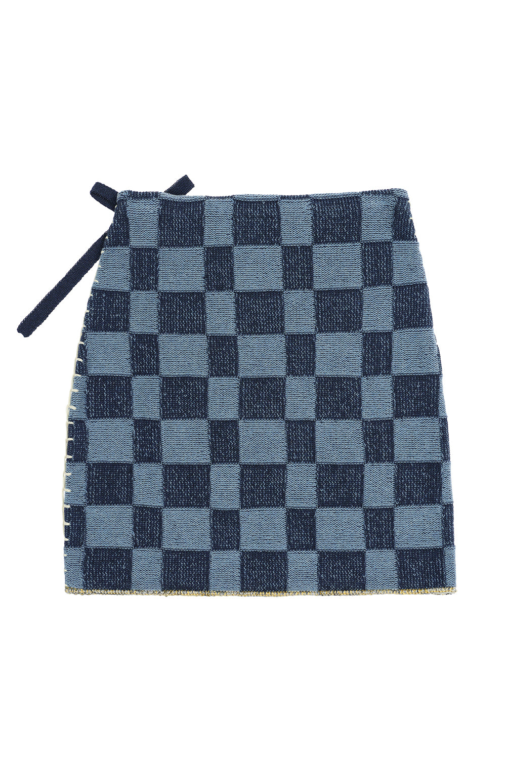 Embellished Check Wrap A-Line Skirt