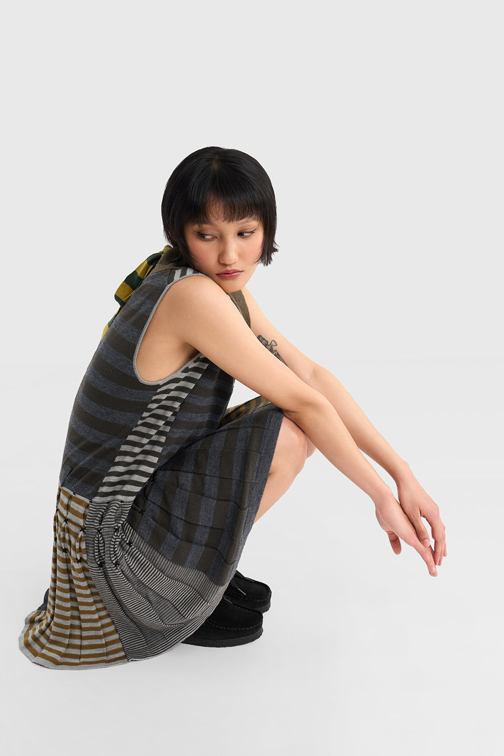 Mismatch Sleeveless Polo Dress