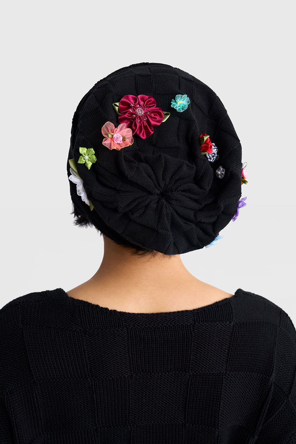 Floral Check Beanie