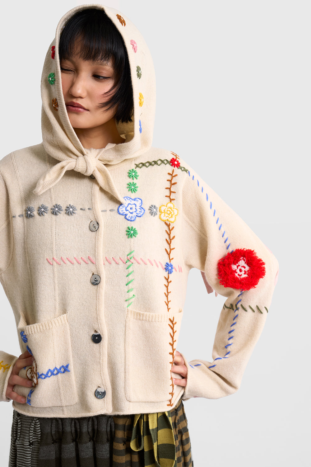 Daisy Check Boxy Jacket with Removable Hood