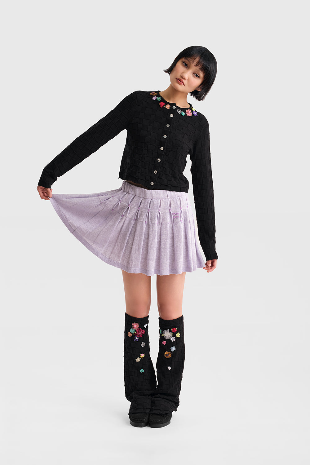 Floral Check Cardigan