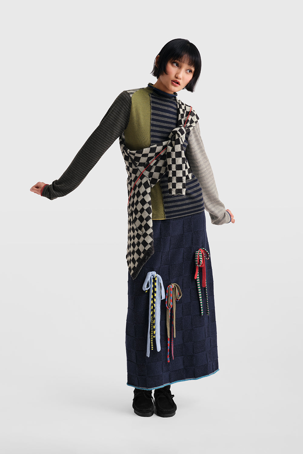 Multi Bows Midi Skirt