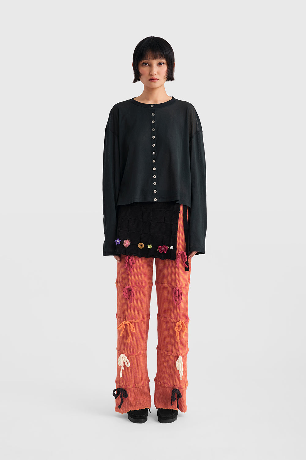 Mesh Lace Up Cardigan