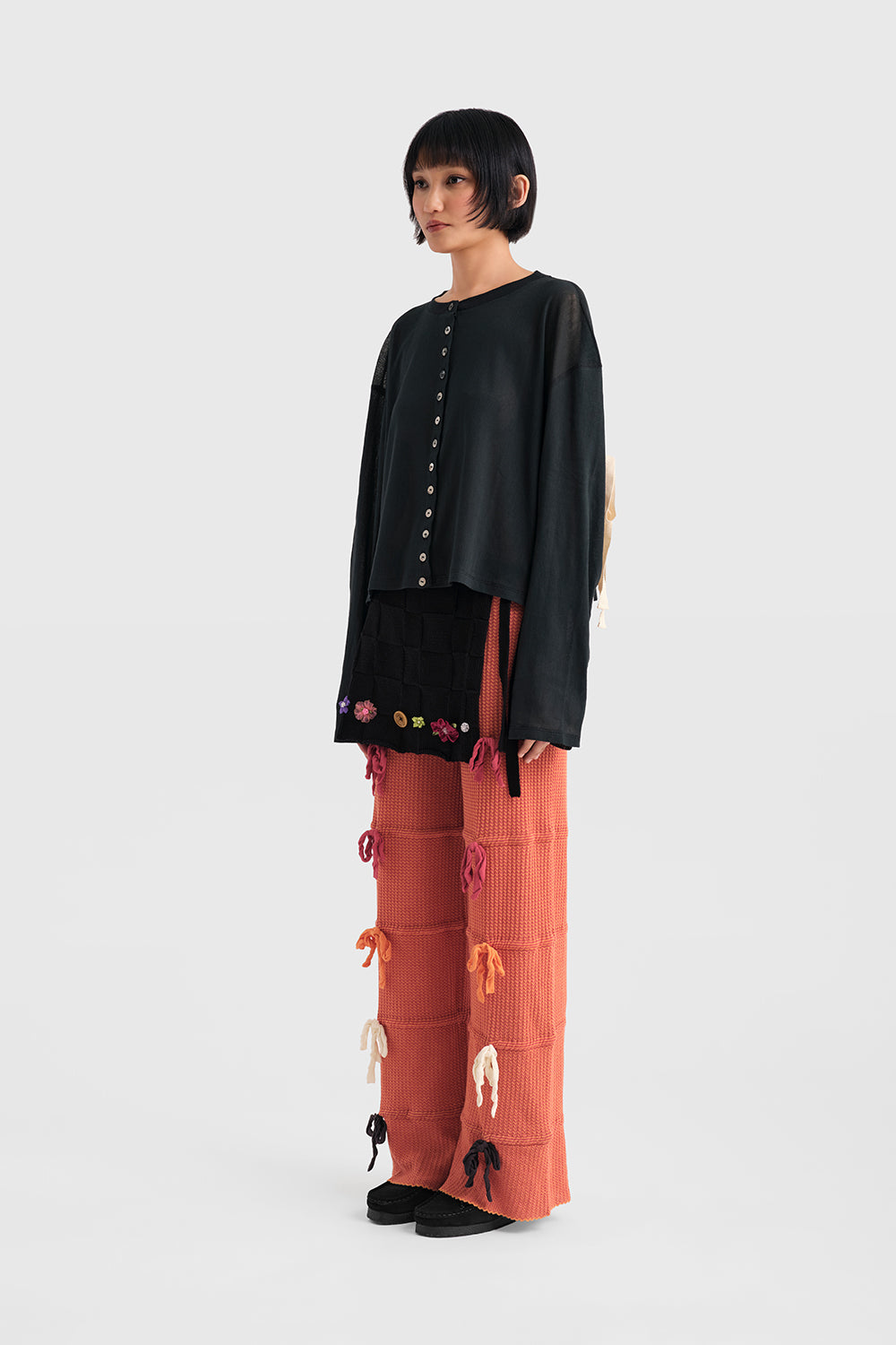 Mesh Lace Up Cardigan
