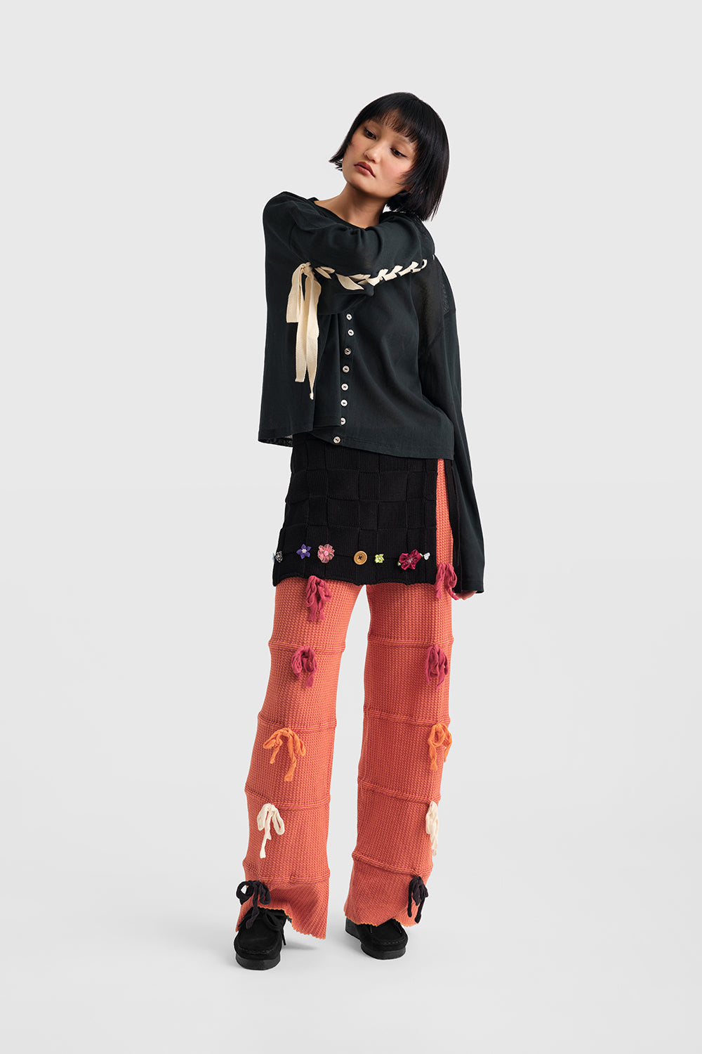 Mesh Lace Up Cardigan