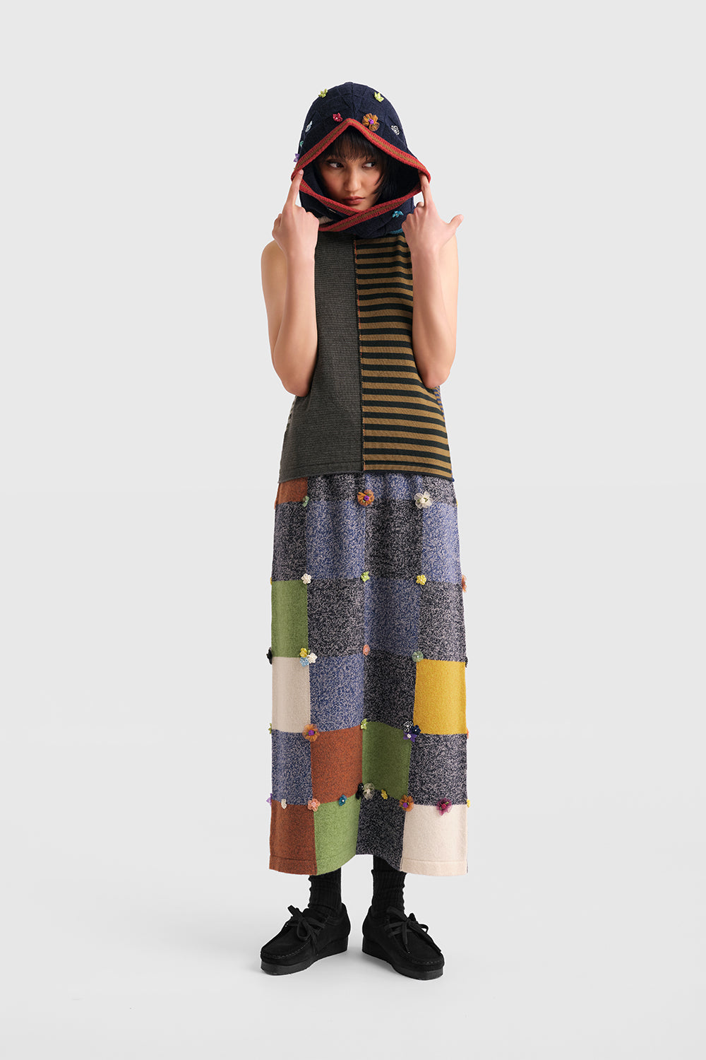 Garden Check Midi Skirt