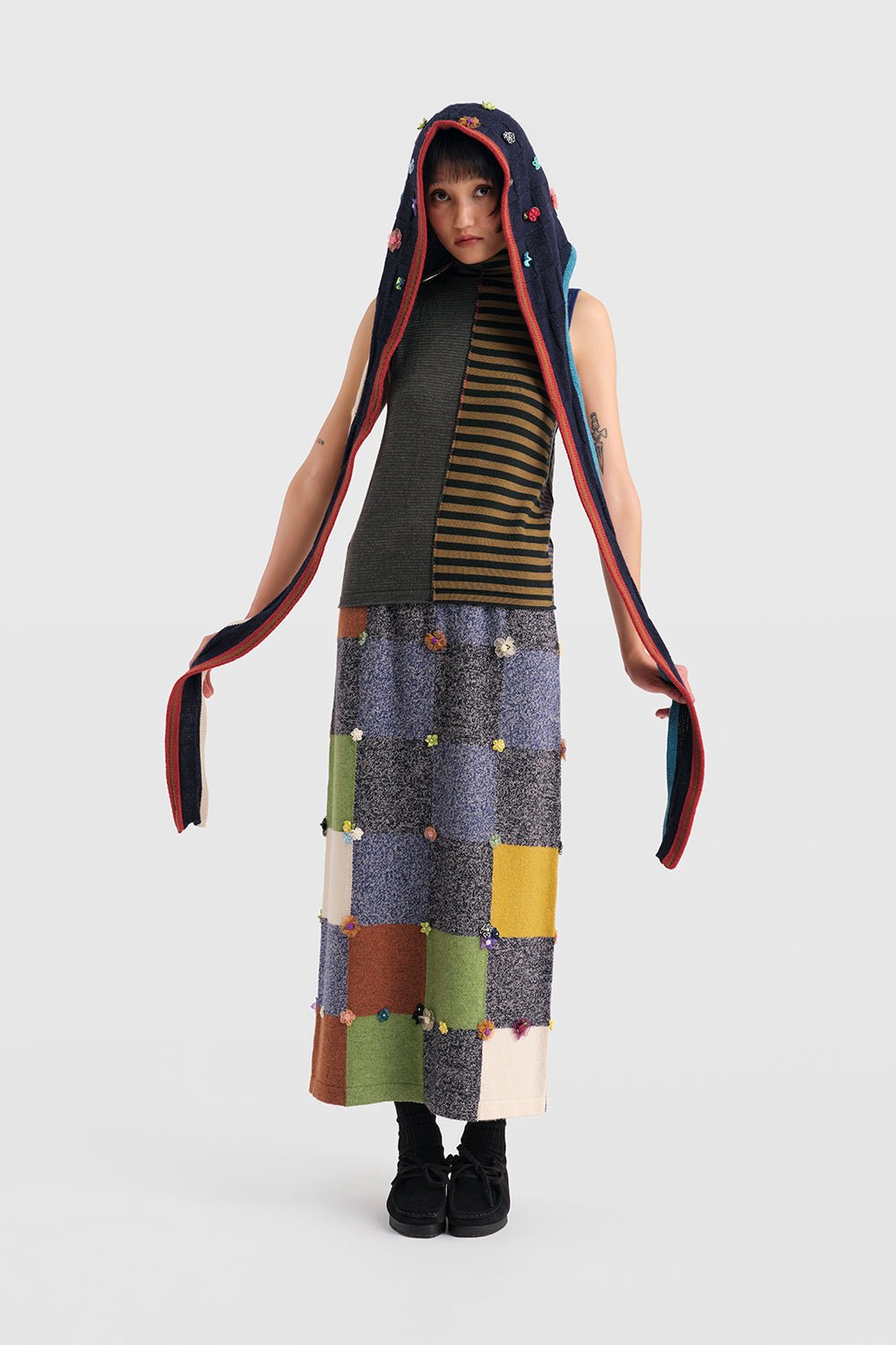 Garden Check Midi Skirt