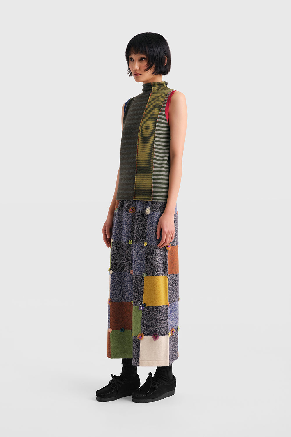 Garden Check Midi Skirt