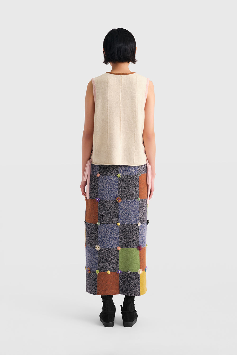 Daisy Check V-Neck Boxy Waistcoat
