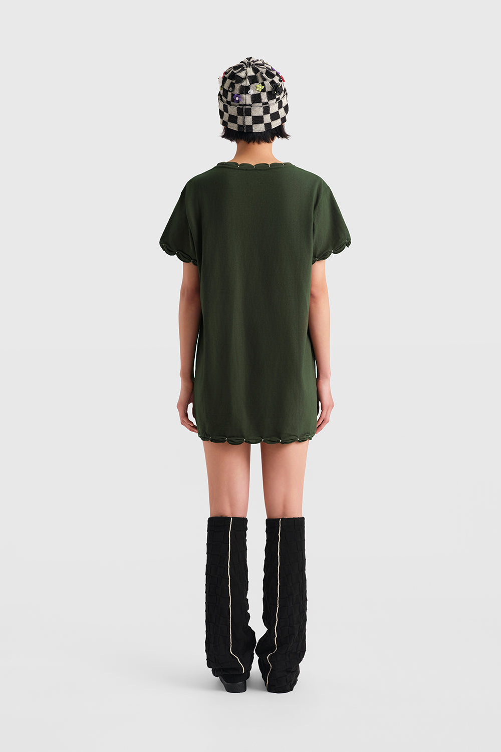 Floral Check Beanie