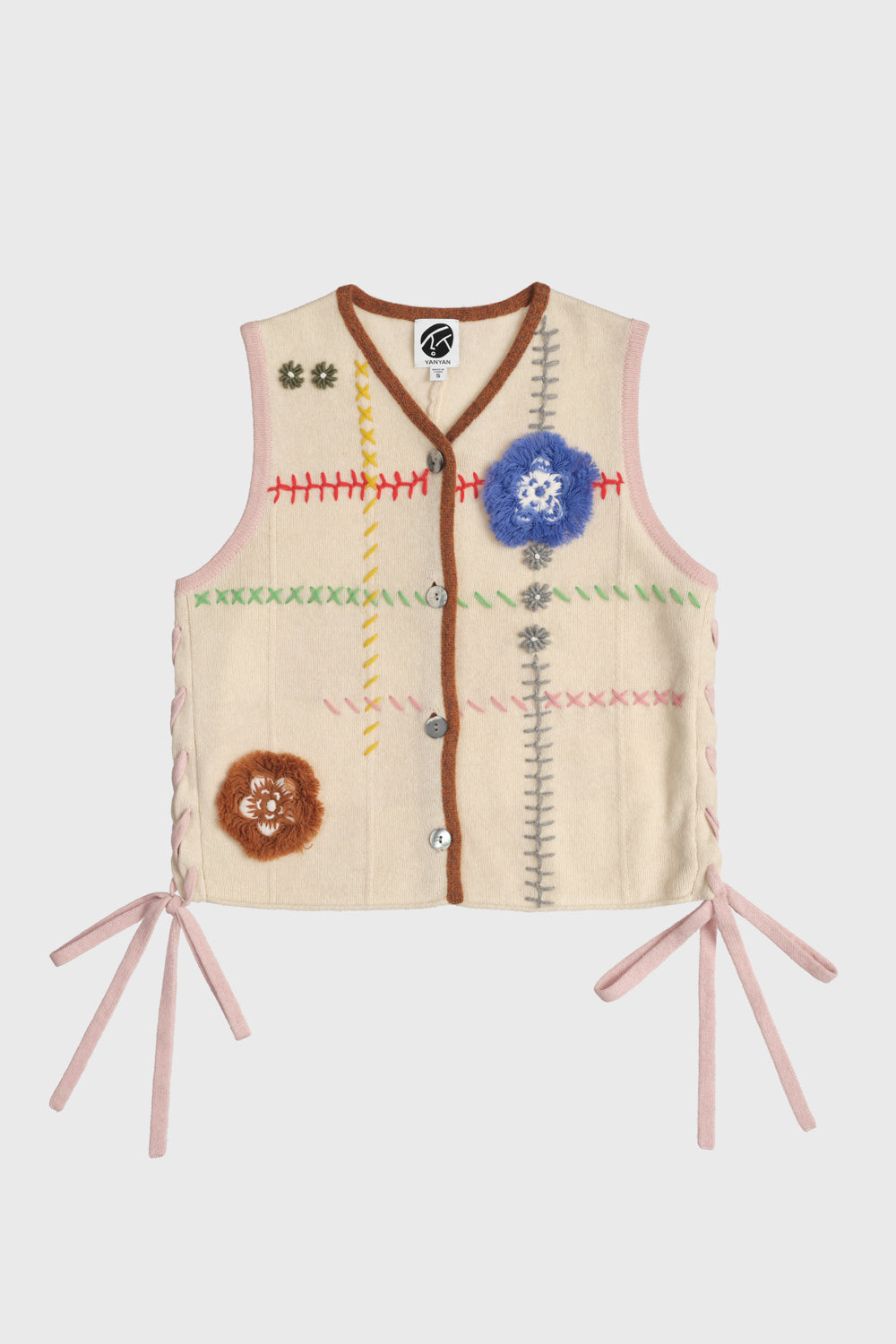 Daisy Check V-Neck Boxy Waistcoat