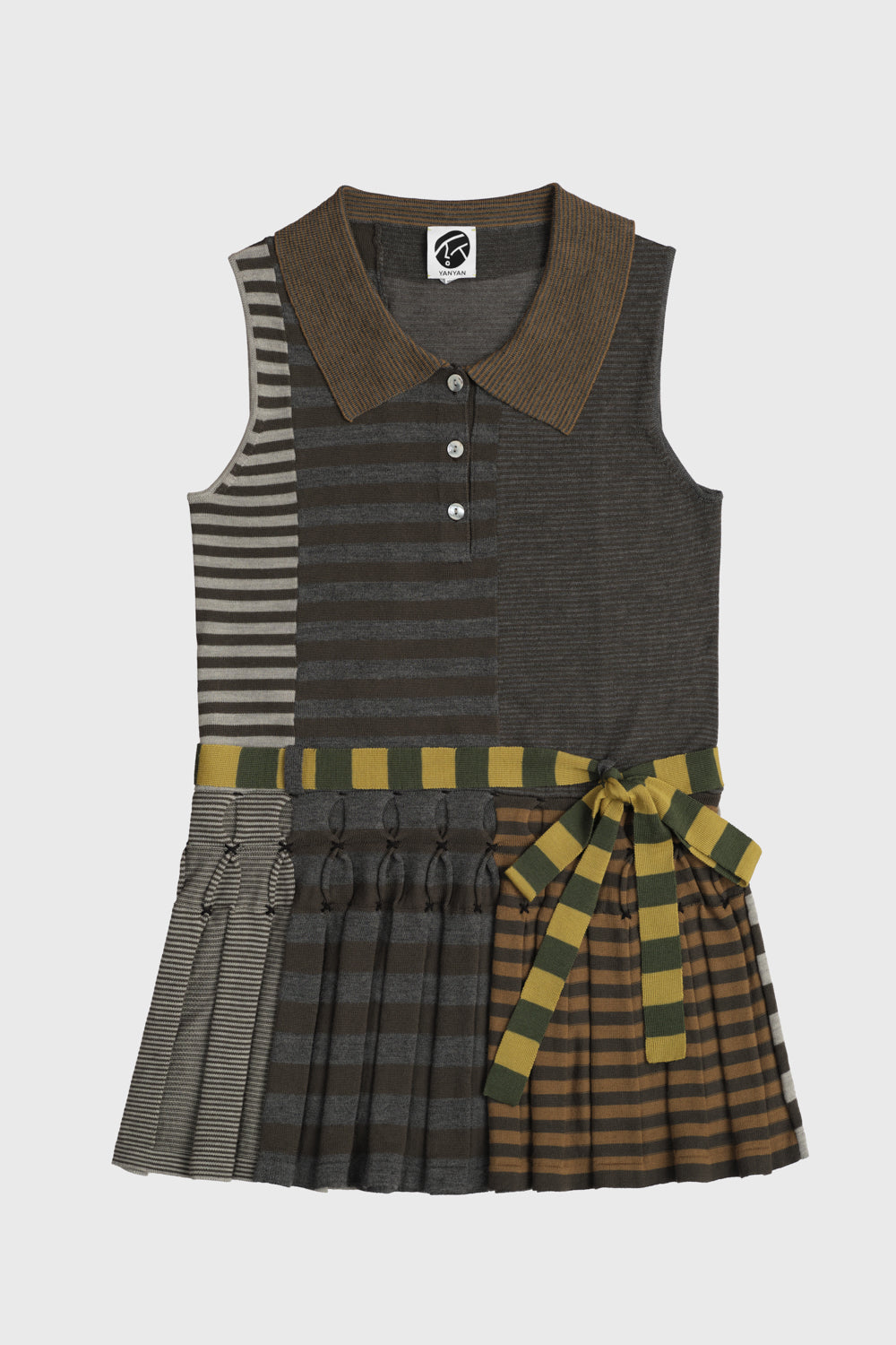 Mismatch Sleeveless Polo Dress