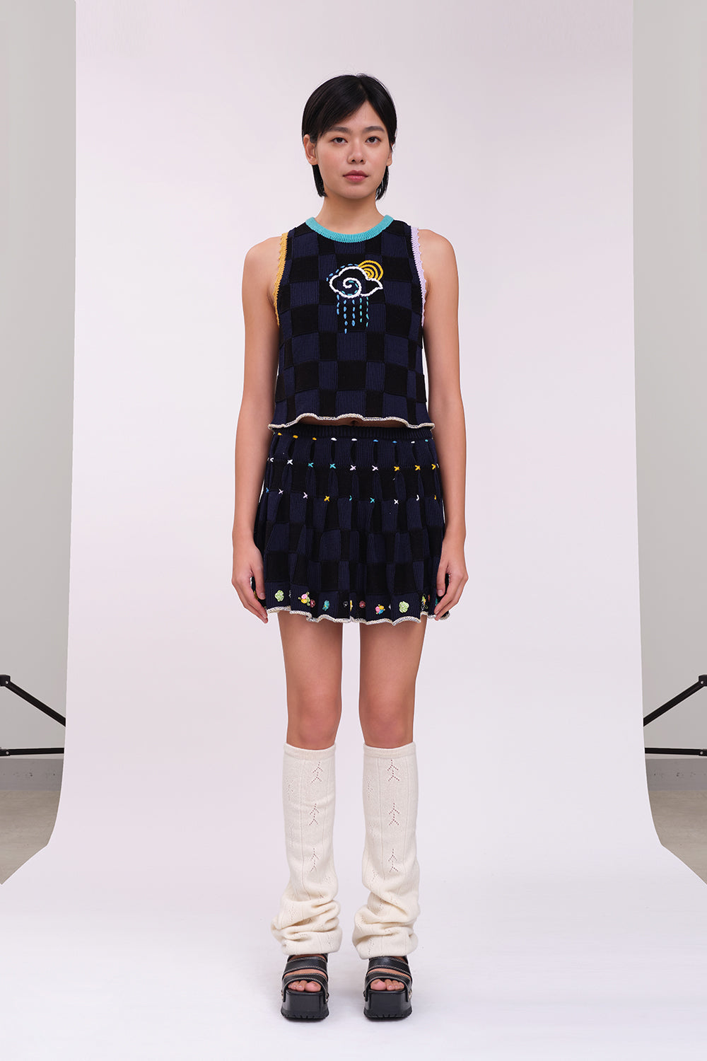 Plaited Check Pleated Skirt