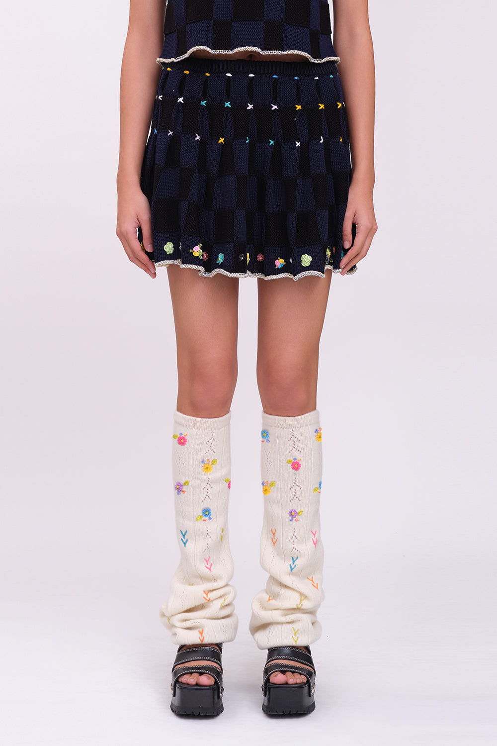 Plaited Check Pleated Skirt