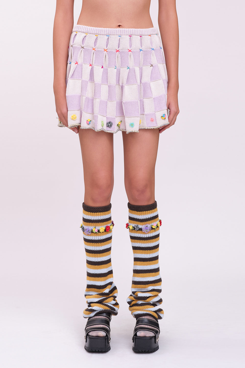 Plaited Check Pleated Skirt