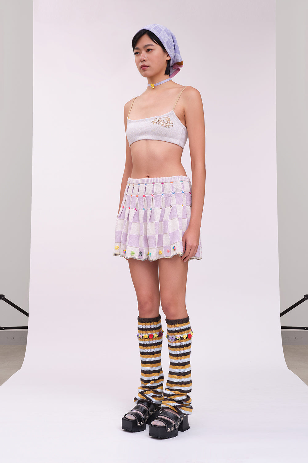 Plaited Check Pleated Skirt