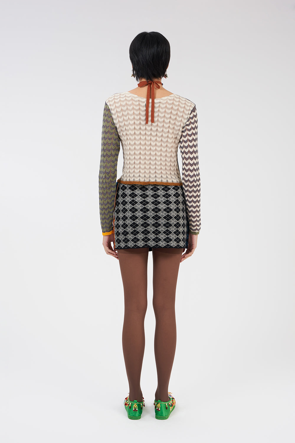 Argyle Wrap Mini Skirt