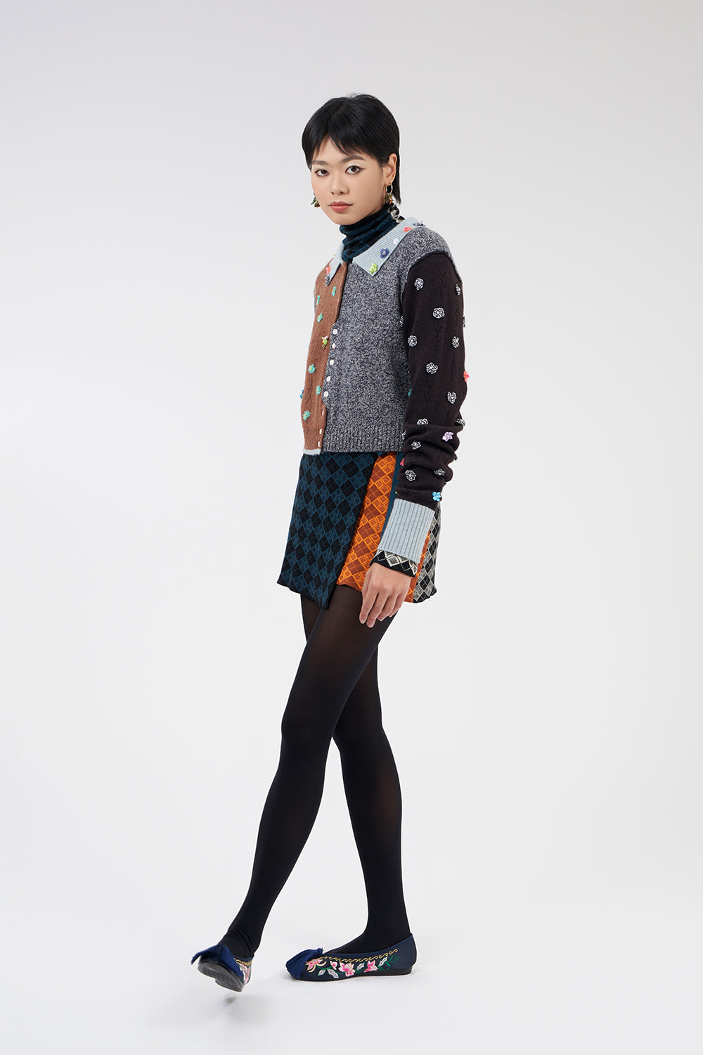 Argyle Wrap Mini Skirt