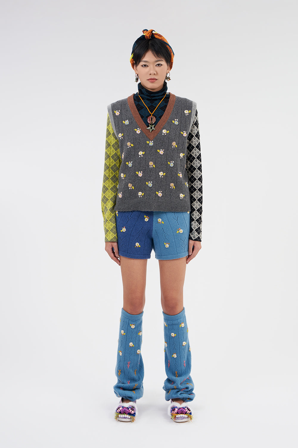 Argyle Turtleneck Pullover