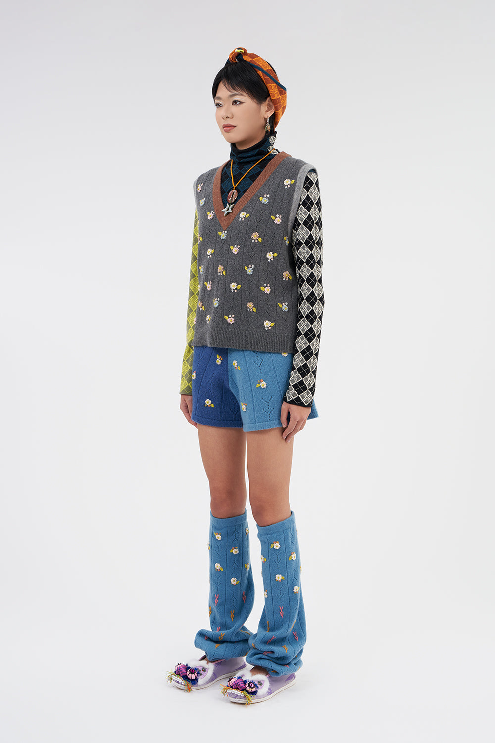 Argyle Turtleneck Pullover