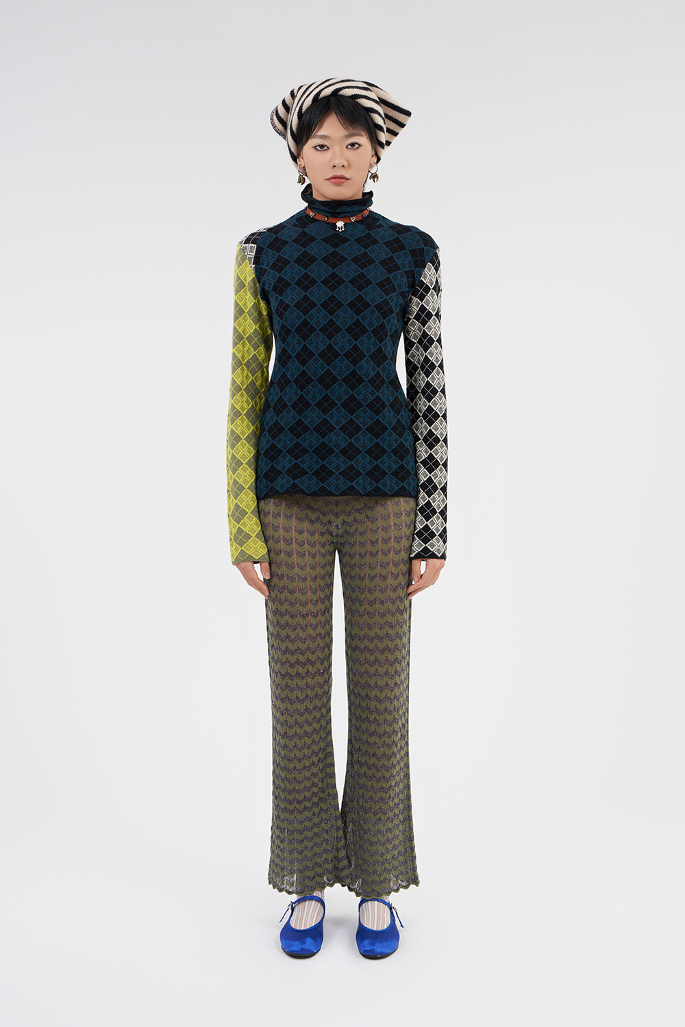 Argyle Turtleneck Pullover