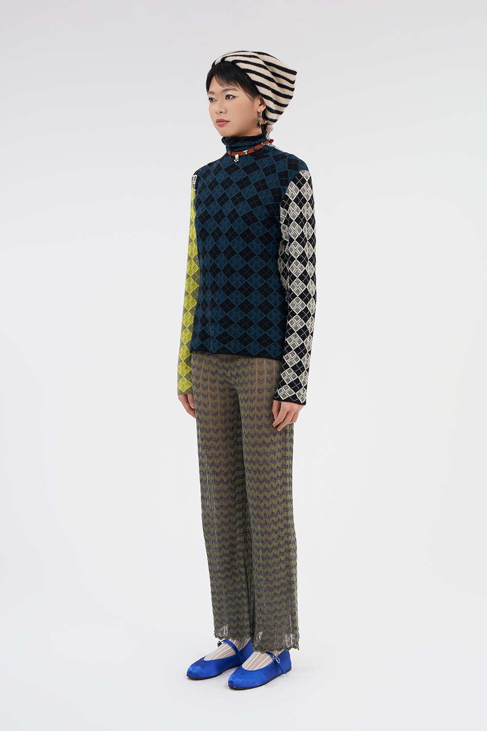 Argyle Turtleneck Pullover