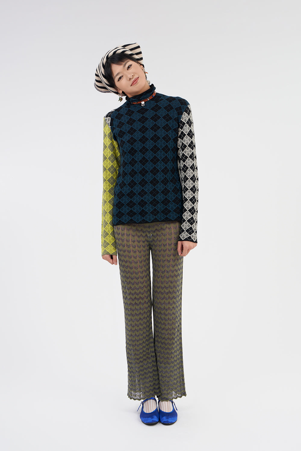 Argyle Turtleneck Pullover