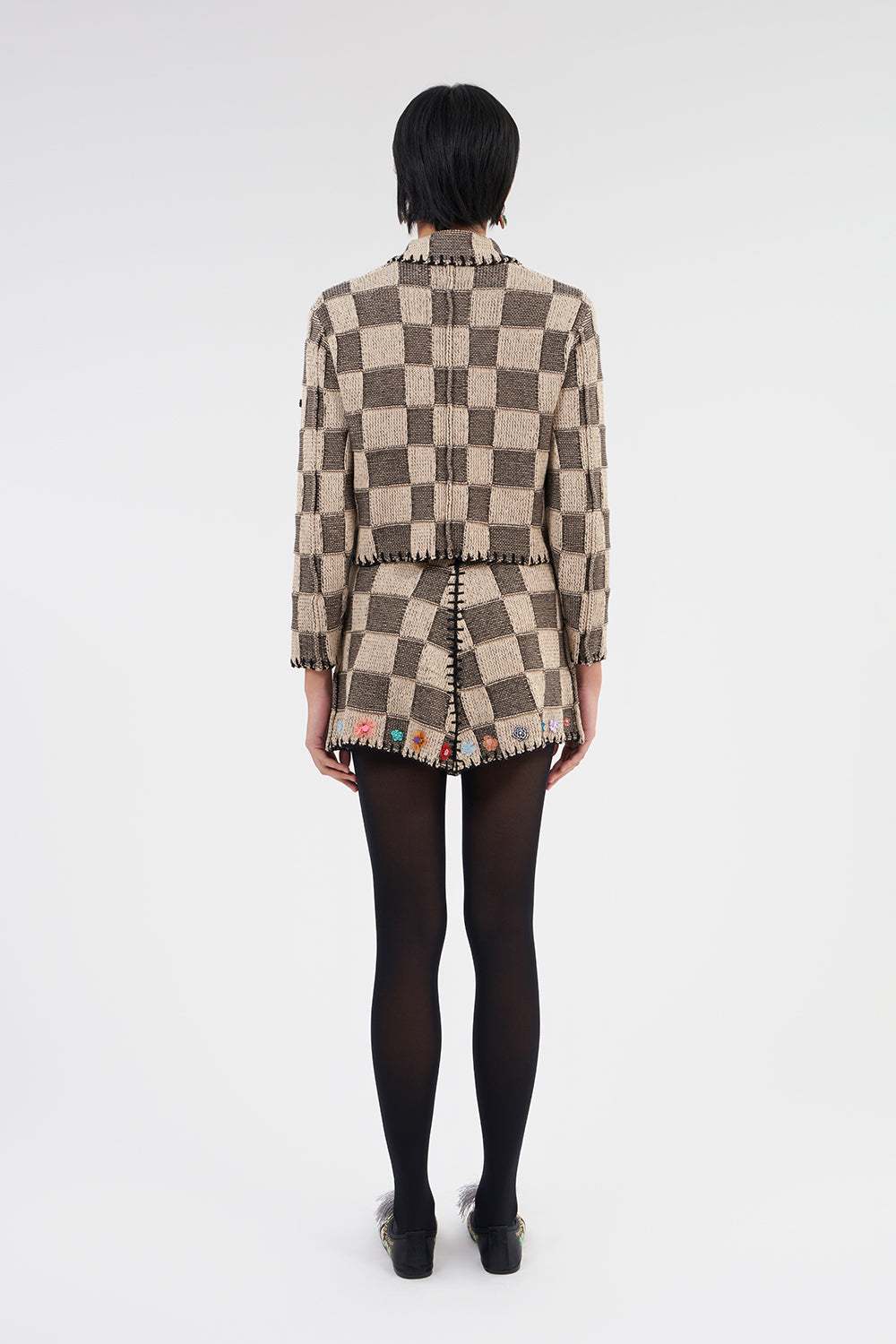 RESTOCKED! Embellished Check Mini Skirt
