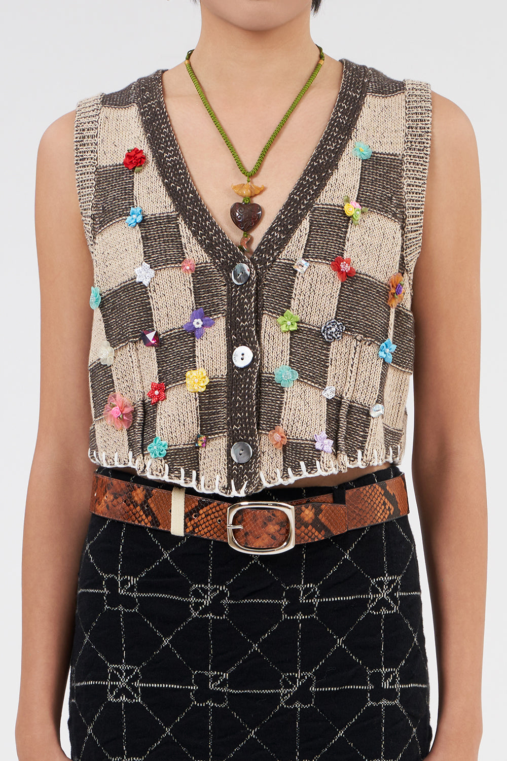 RESTOCKED! Embellished Check Shrunken Waistcoat
