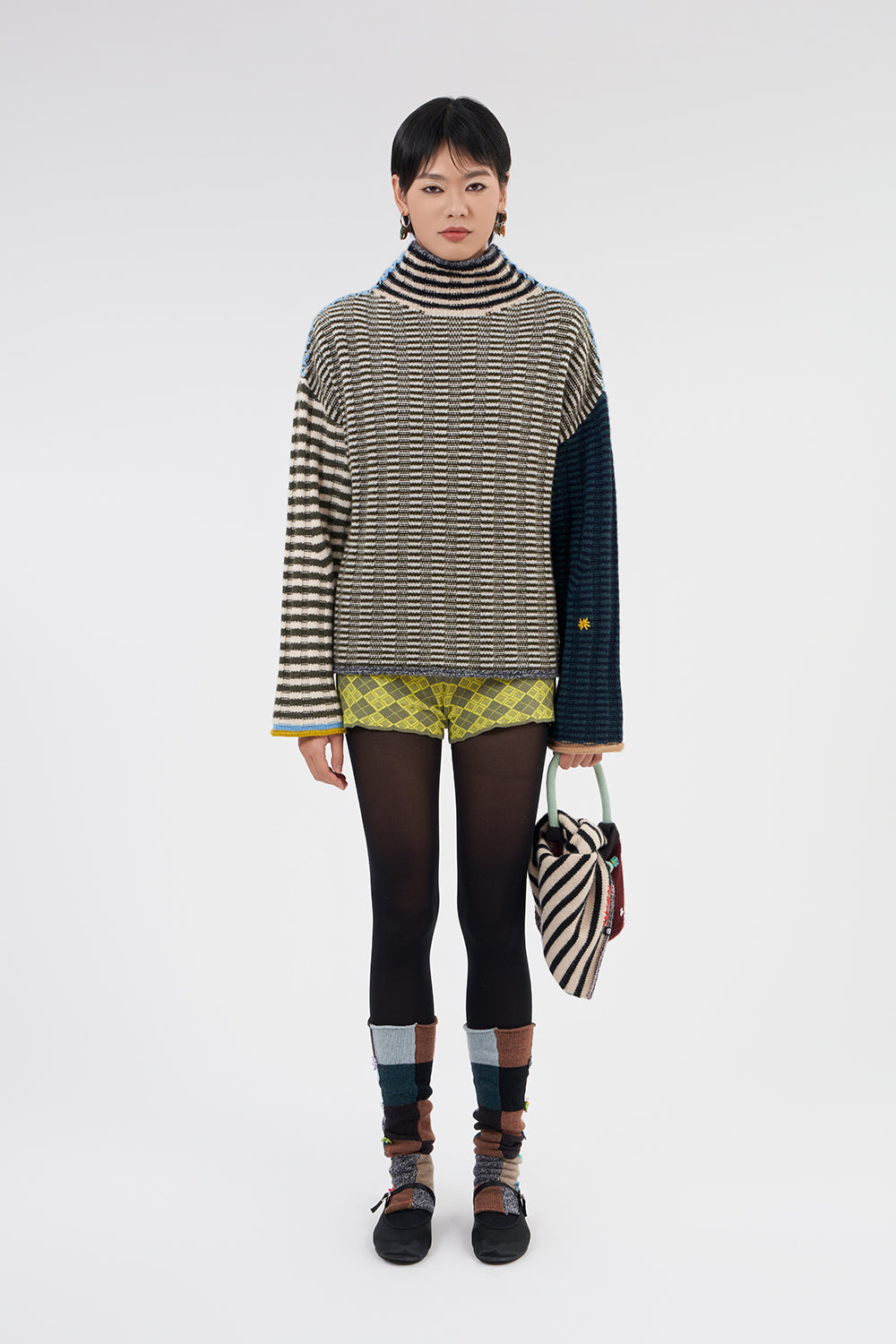 *YANYAN KNITS FOR JOYCE* Oversized Rib Turtleneck Pullover