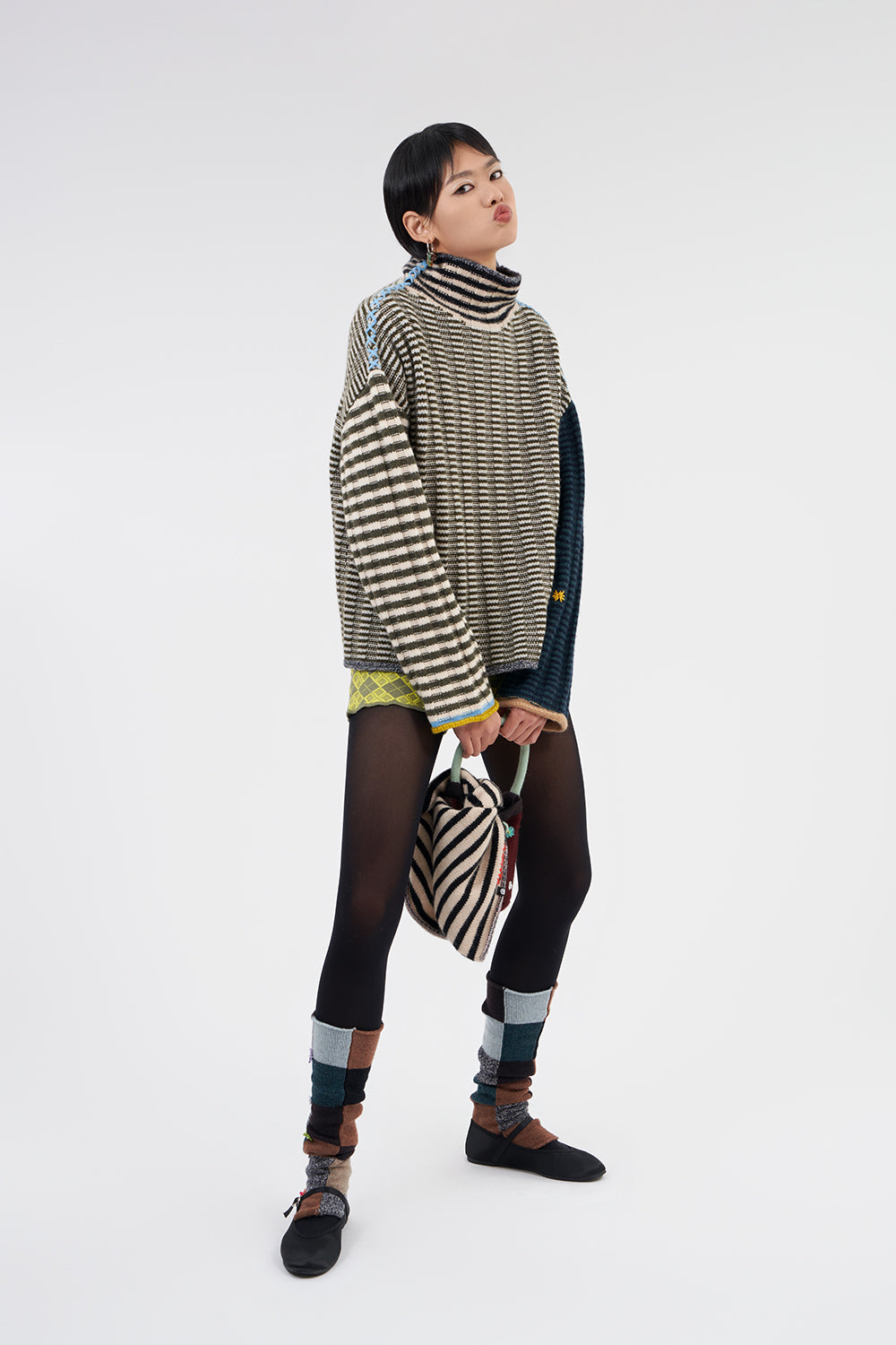 *YANYAN KNITS FOR JOYCE* Oversized Rib Turtleneck Pullover