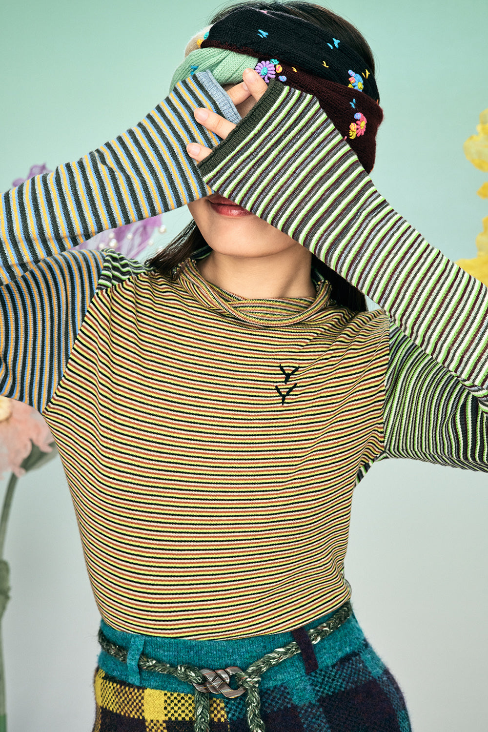 Cotton Microstripe Turtleneck