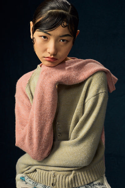 Recycled Cashmere Crop Cardigan in Lilac and Grey – YanYan