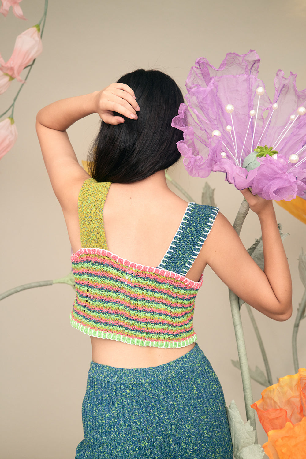 Romy Microstripe Crop Top