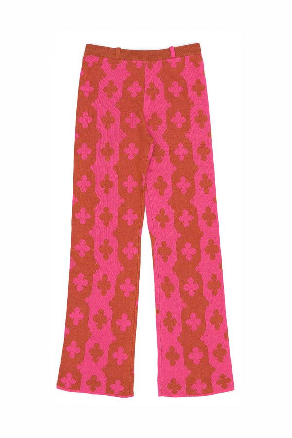 May Trouser in Raspberry Linen Jacquard