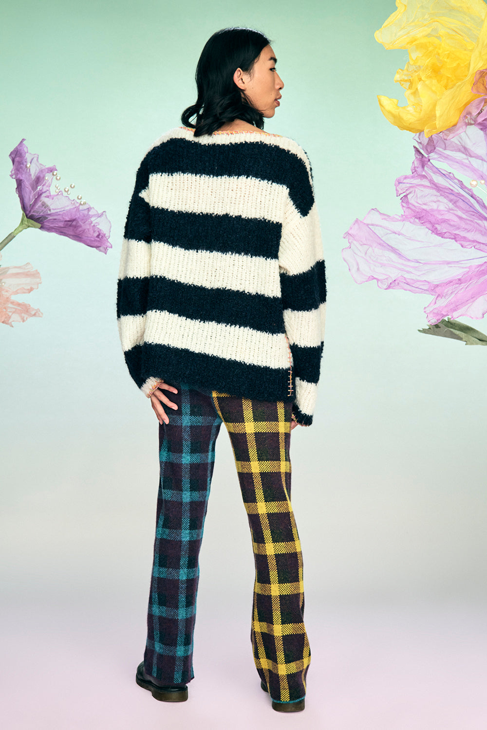 Snowy Stripe Oversized Pullover