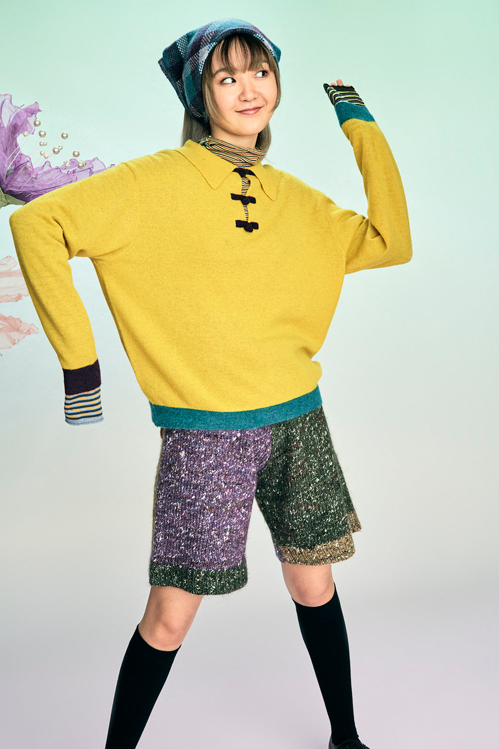 Cotton Microstripe Turtleneck