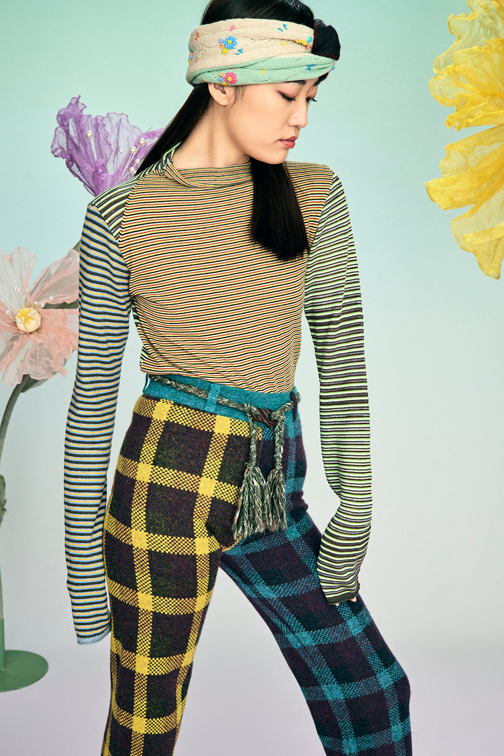 Cotton Microstripe Turtleneck