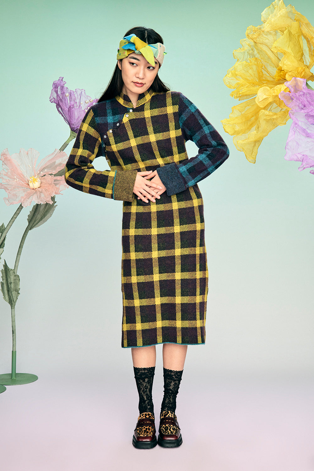 Bao Plaid Cheongsam