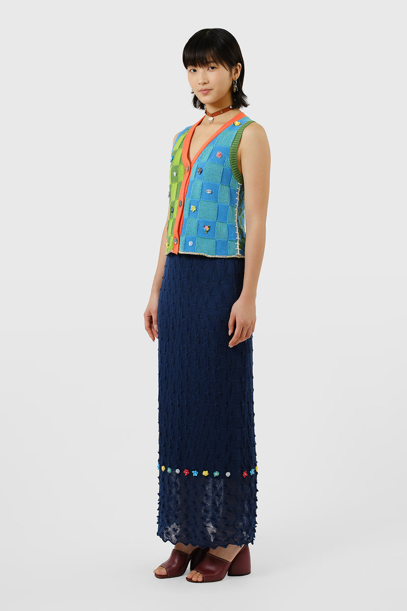 BorLor Maxi Skirt in Navy Gauzy Wool