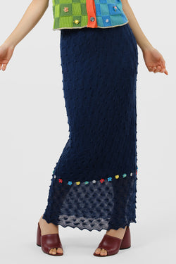 BorLor Maxi Skirt in Navy Gauzy Wool