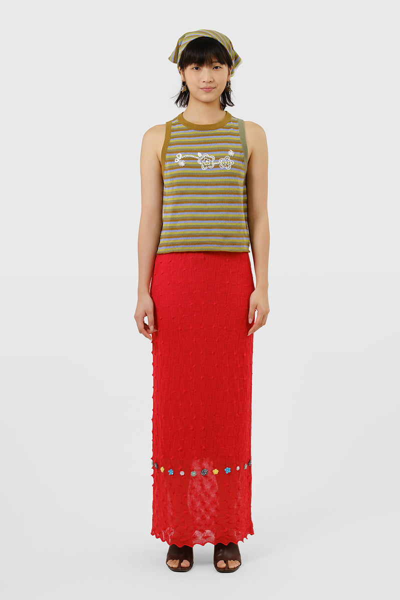 BorLor Maxi Skirt in Red Gauzy Wool