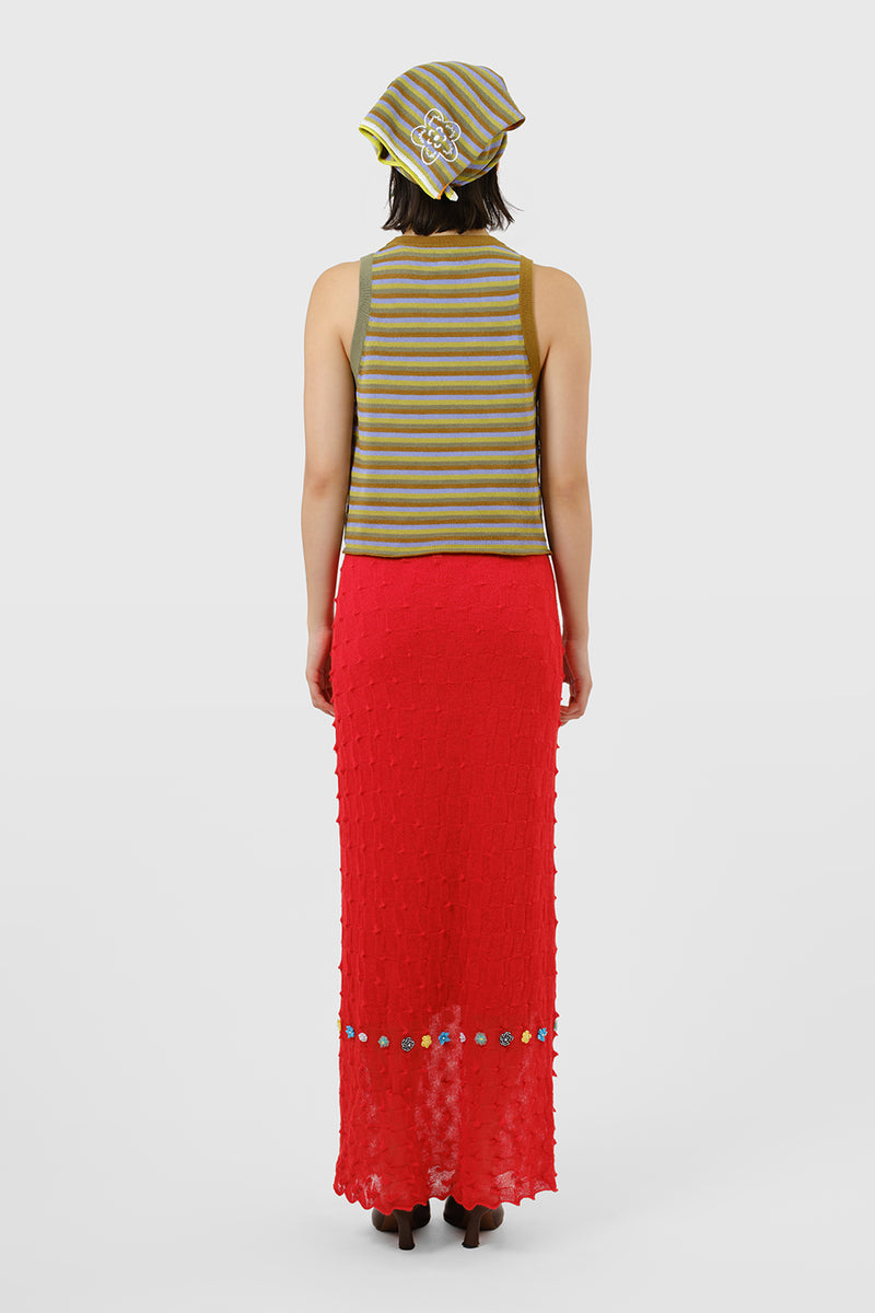 BorLor Maxi Skirt in Red Gauzy Wool