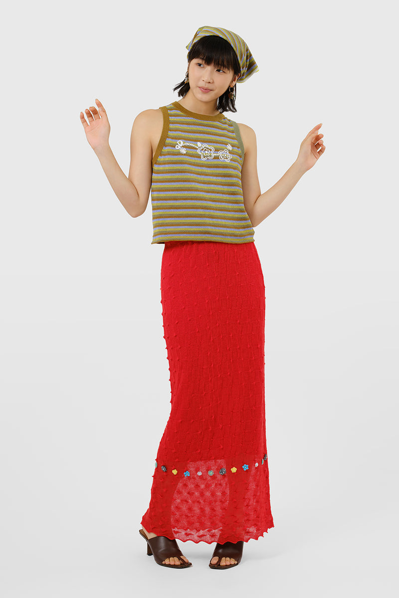 BorLor Maxi Skirt in Red Gauzy Wool